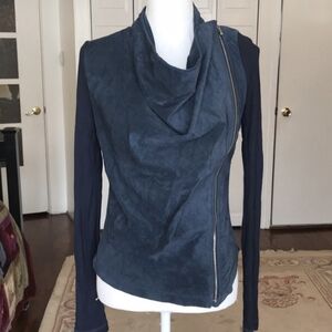 Rachel Roy Midnight Navy Leather Moto Jacket